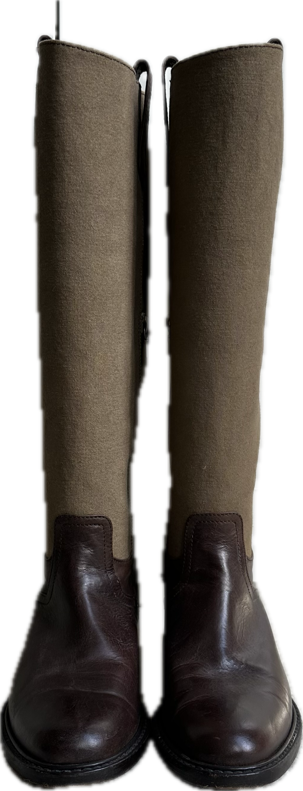 Dries Van Noten Canvas And Leather Knee-High Riding Boots