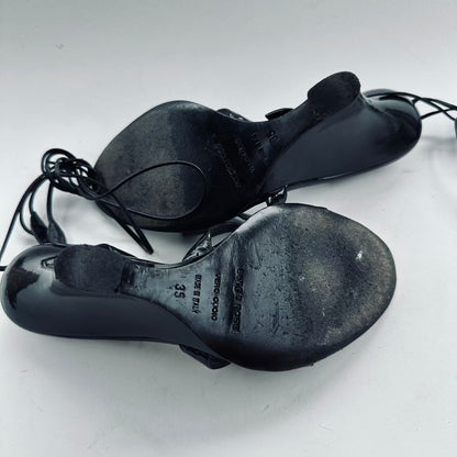 Sergio Rossi Black Patent Leather Wedge Shoe