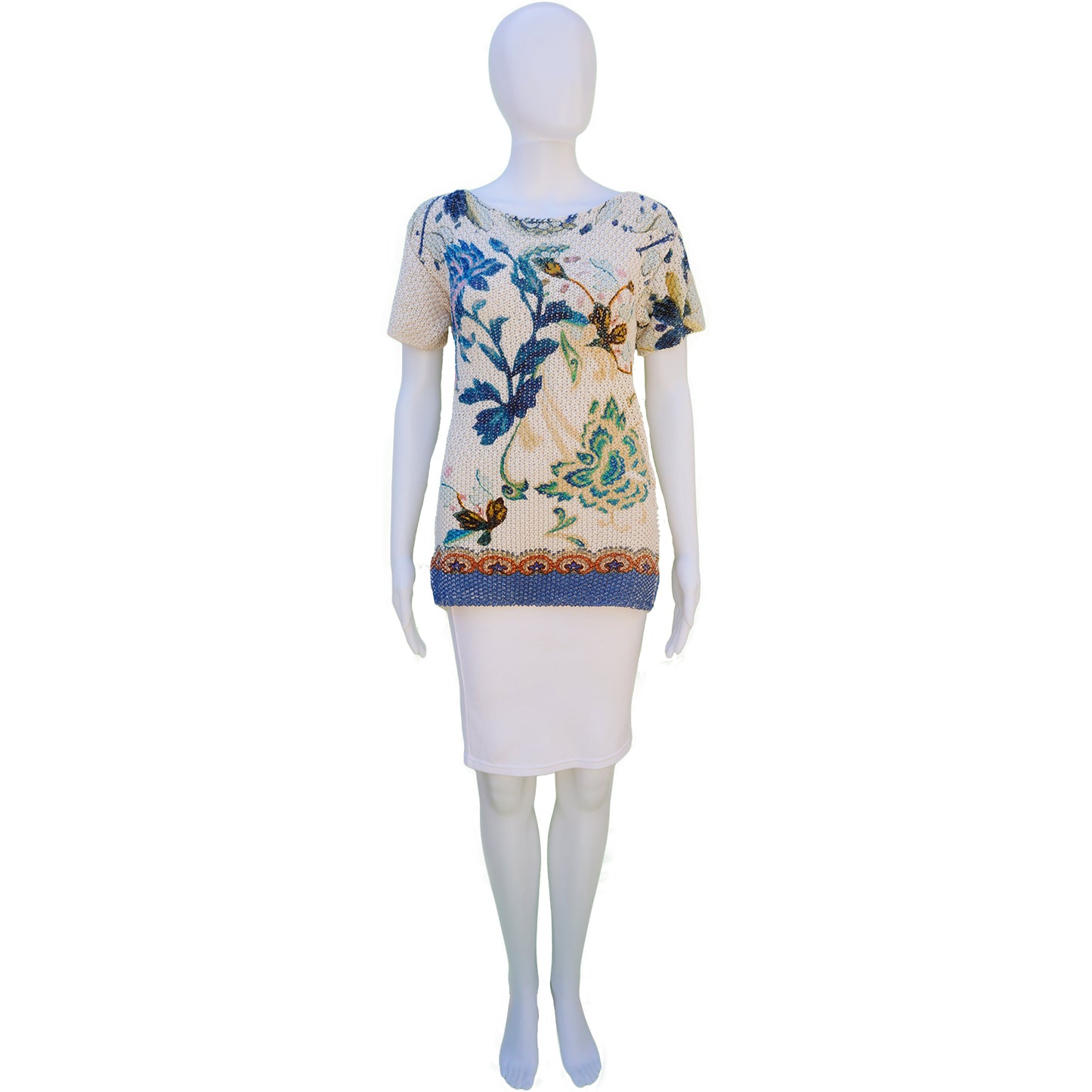 ETRO Ecru Floral Knit Top