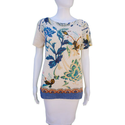 ETRO Ecru Floral Knit Top