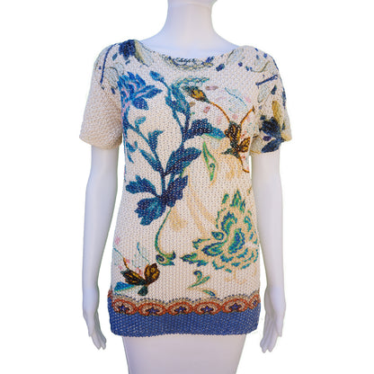 ETRO Ecru Floral Knit Top