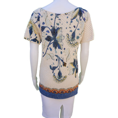 ETRO Ecru Floral Knit Top
