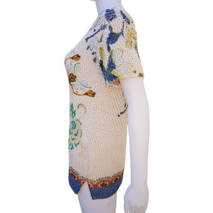 ETRO Ecru Floral Knit Top