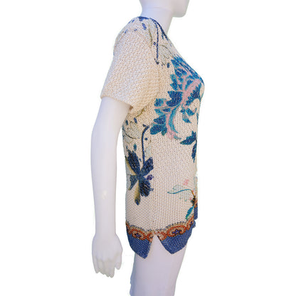 ETRO Ecru Floral Knit Top