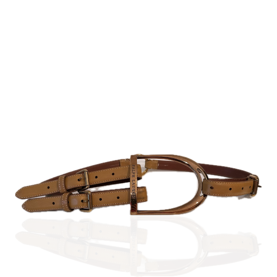 RALPH LAUREN Equestrian Stirrup Brown Leather Belt