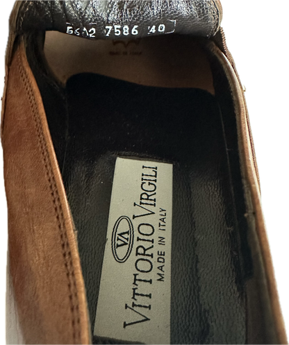Vittorio Virgili Brown Leather Slip On Loafer