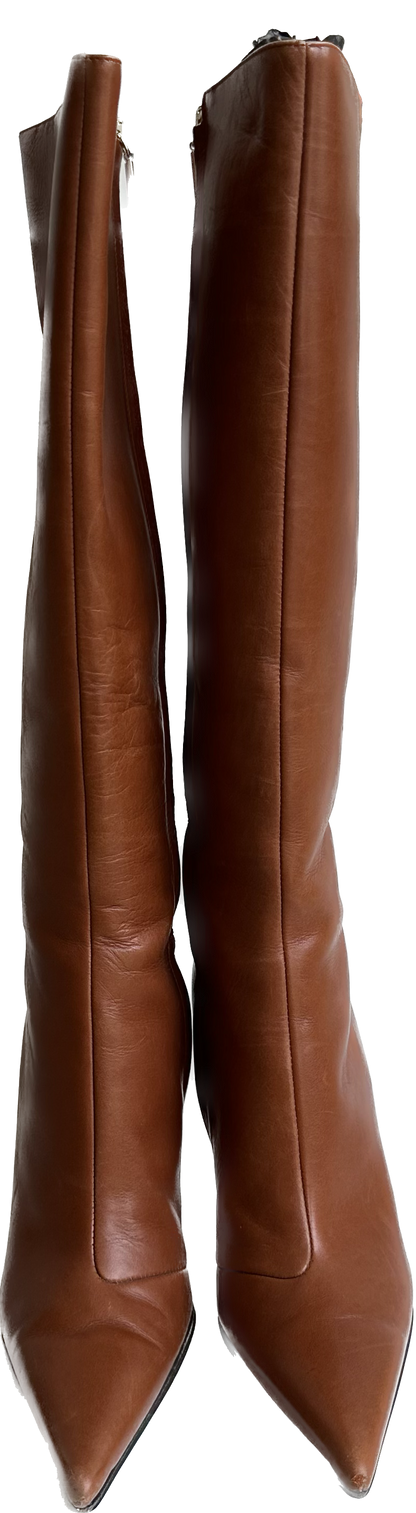Dolce & Gabbana Cognac Leather Knee High Boot