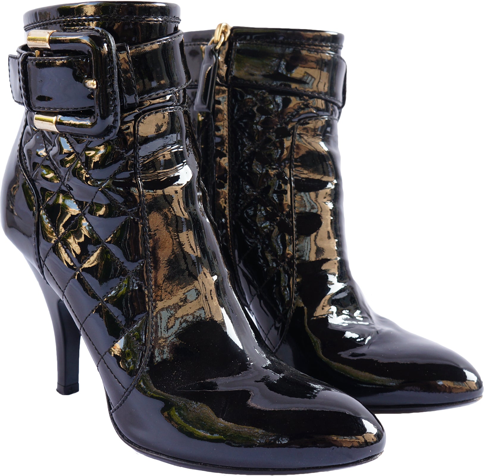 Burberry Patent Leather Quilted Ankle Boot