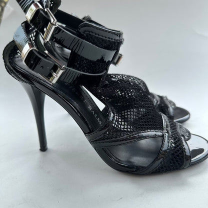 Pierre Balmain Black Leather Heel With Ankle Strap