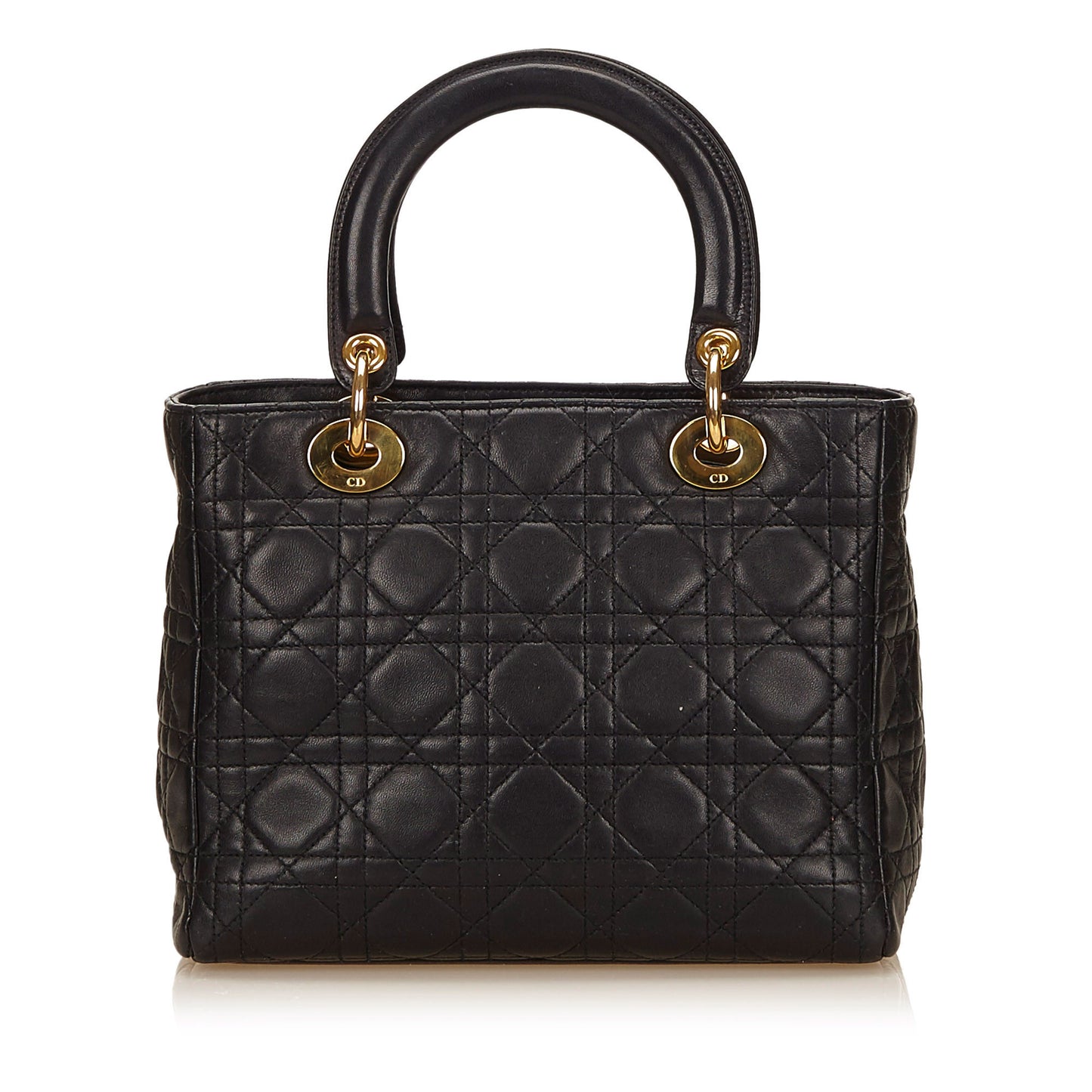 CHRISTIAN DIOR LADY DIOR MEDIUM BLACK BAG - leefluxury.com