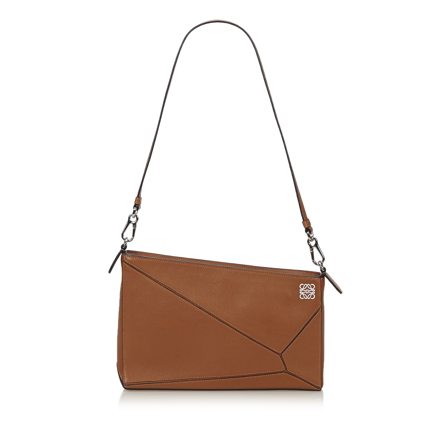 LOEWE CARAMEL LEATHER PUZZLE CLUTCH BAG - leefluxury.com