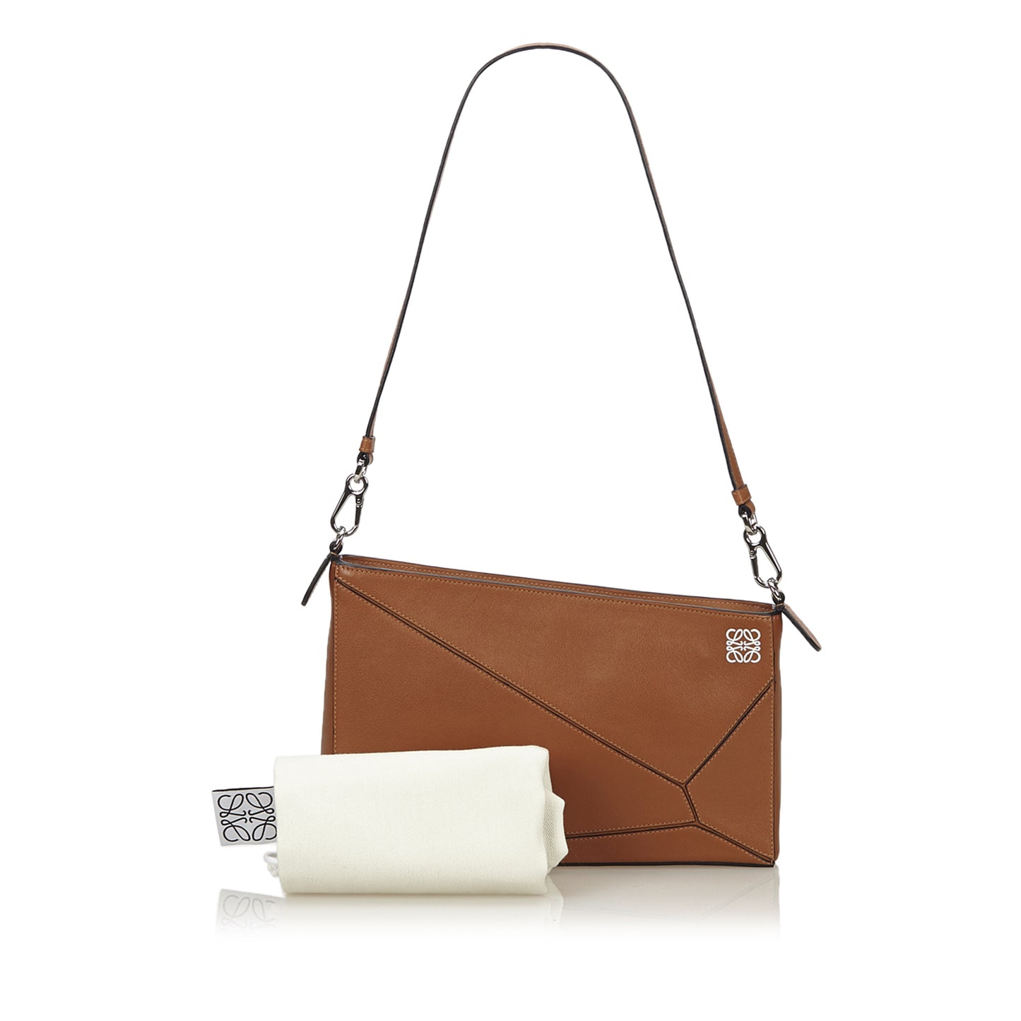 LOEWE CARAMEL LEATHER PUZZLE CLUTCH BAG - leefluxury.com