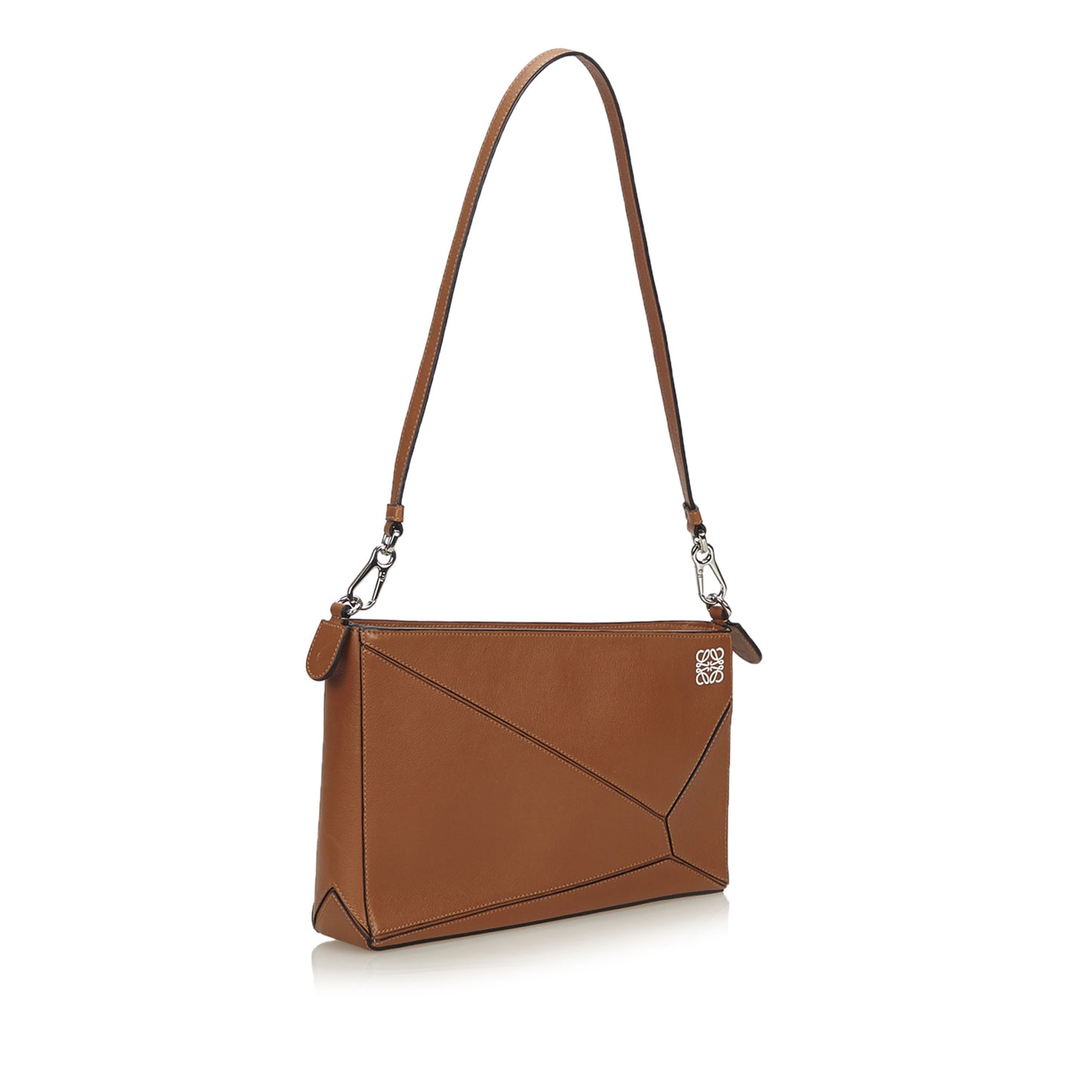 LOEWE CARAMEL LEATHER PUZZLE CLUTCH BAG - leefluxury.com