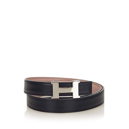 HERMES CONSTANCE H REVERSIBLE BLACK AND PINK BELT 75 - leefluxury.com