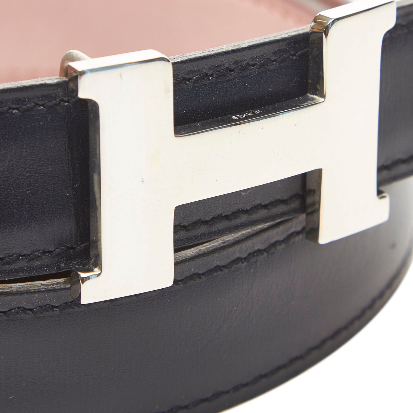 HERMES CONSTANCE H REVERSIBLE BLACK AND PINK BELT 75 - leefluxury.com