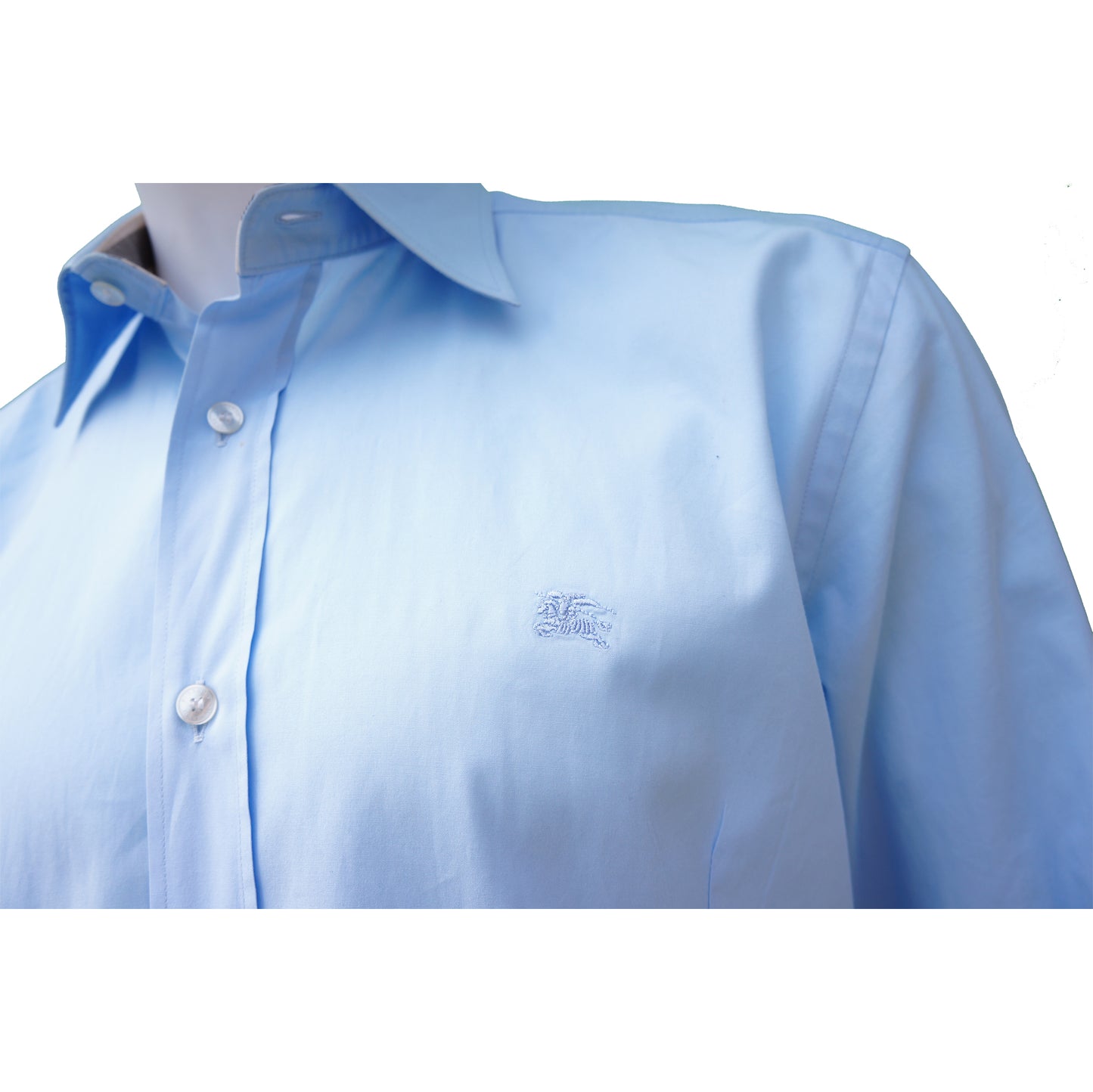 BURBERRY BRIT BLUE WOVEN CLASSIC DRESS SHIRT - leefluxury.com