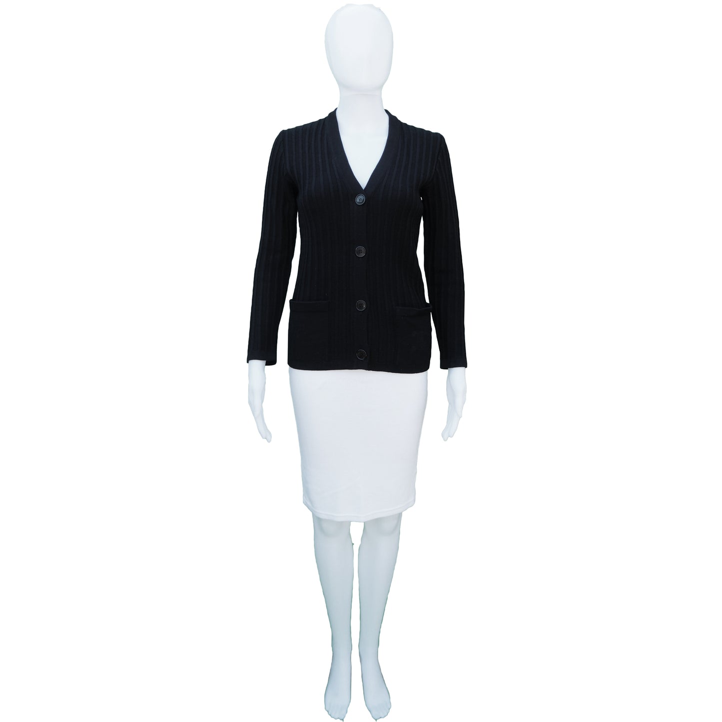 CELINE VINTAGE WOOL BLACK CARDIGAN - leefluxury.com