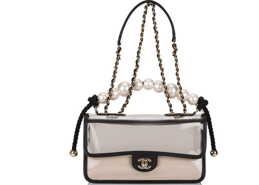 Chanel Sand By The Sea Flap Bag Pearl PVC Clear - leefluxury.com