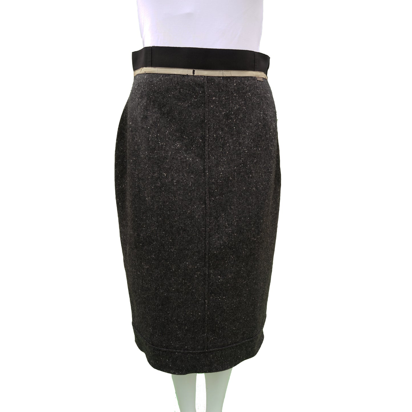 CHANEL GREY TWEED CASHMERE SKIRT - leefluxury.com