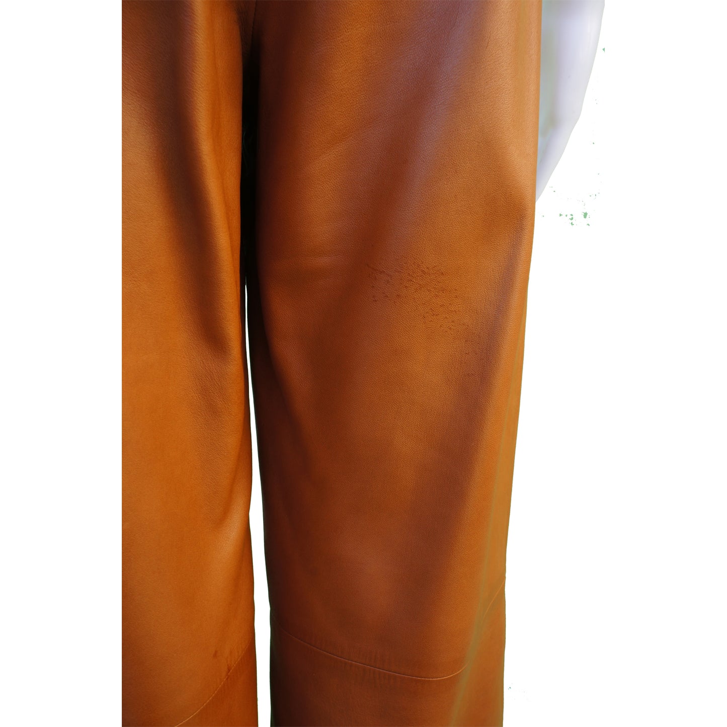 CHANEL MID-RISE CARAMEL LAMBSKIN LEATHER PANTS - leefluxury.com