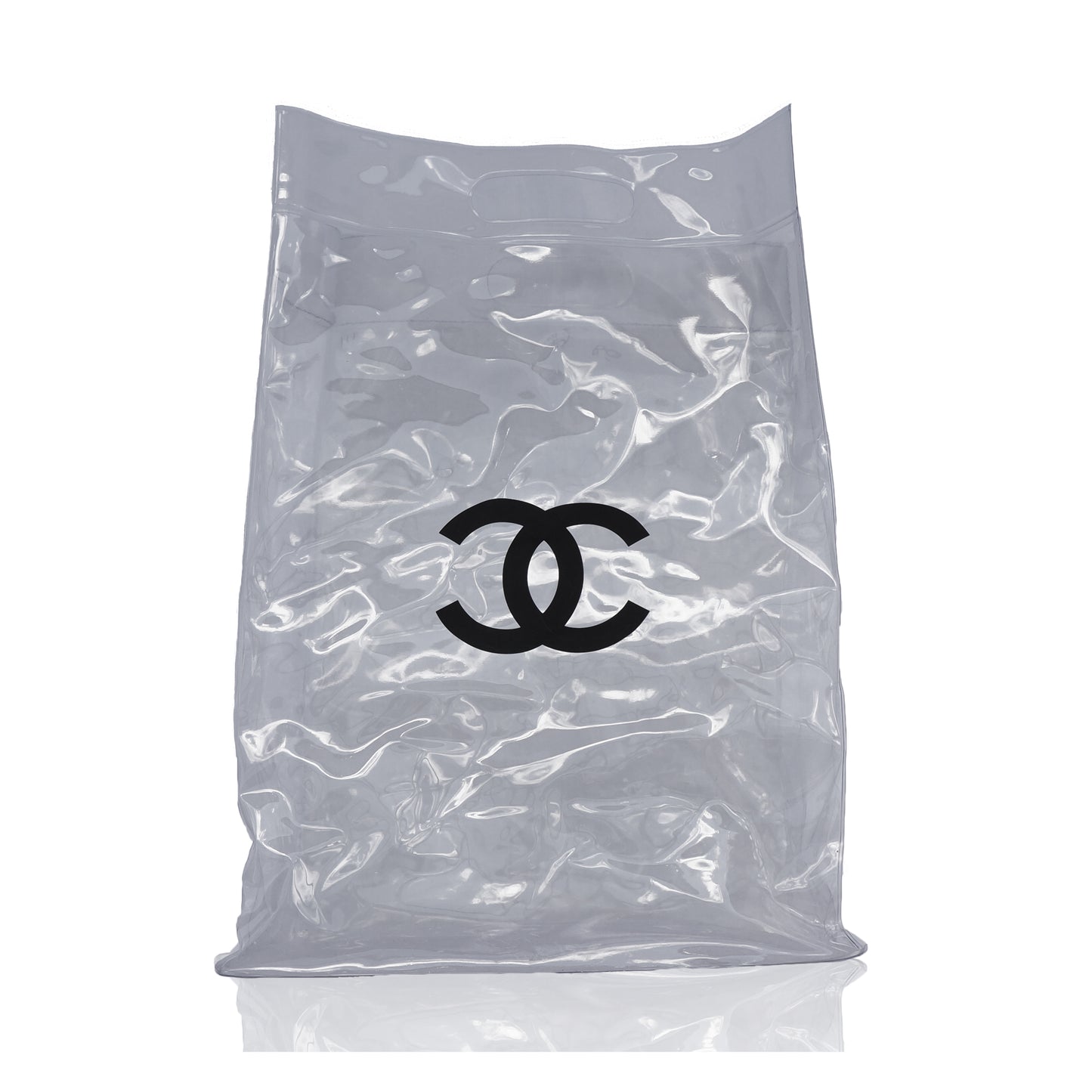 CHANEL TRANSPARENT VINYL SHOPPING BAG - leefluxury.com