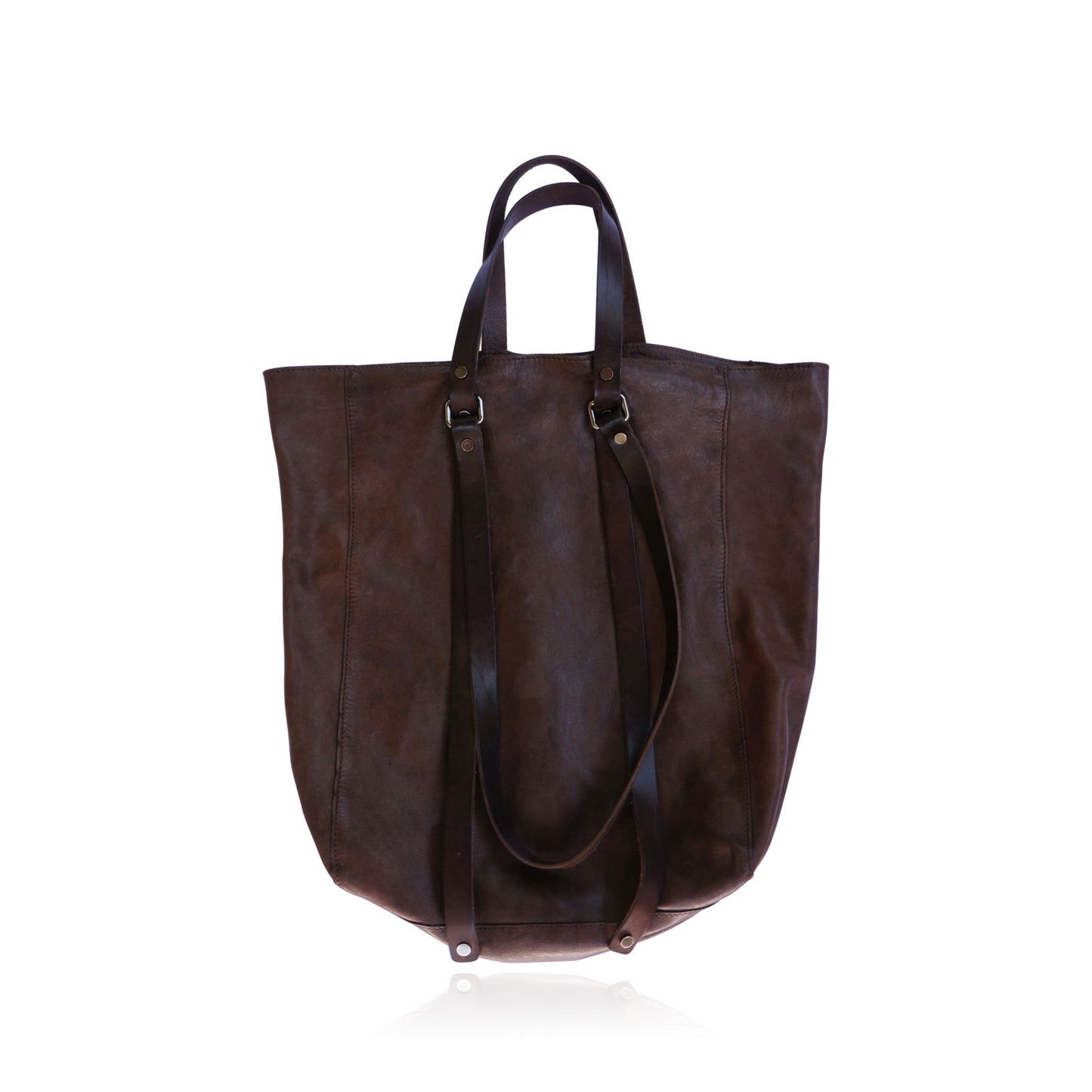 COSTUME NATIONAL REVERSIBLE DOUBLE TOTE BROWN LEATHER BAG - leefluxury.com