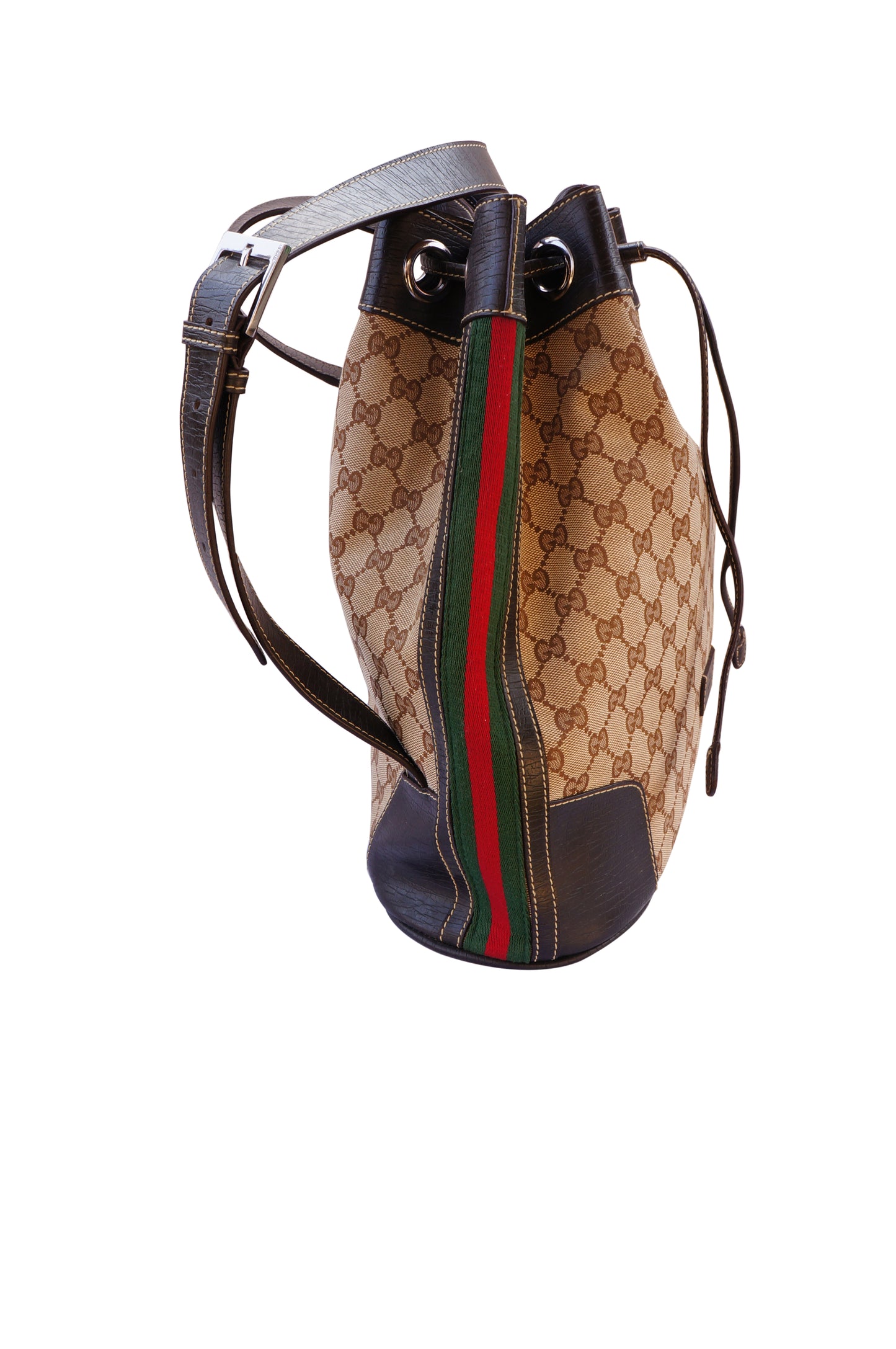 Gucci Web Bucket Bag Sling Back Pack - leefluxury.com