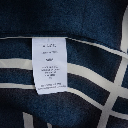 Vince Silk Navy V-Neck Blouse Top