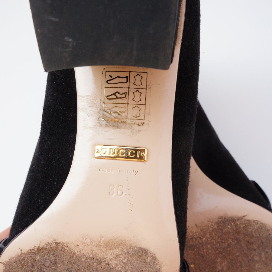 GUCCI Marmot Double G Logo Suede Pumps