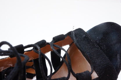 AQUAZZURA Black Suede Gladiator Sandals