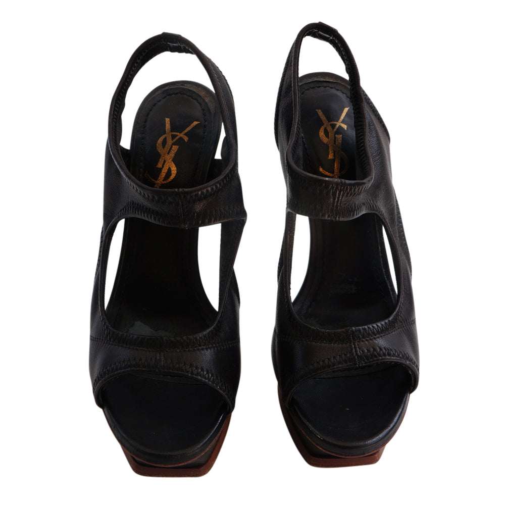 Yves Saint Laurent Black Suede Sandals