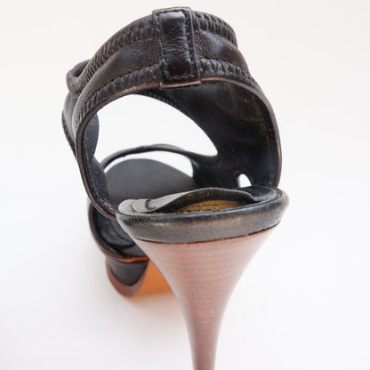 YSL Yves Saint Laurent Black Leather Sandals