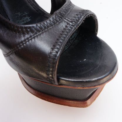 YSL Yves Saint Laurent Black Leather Sandals