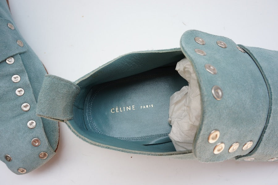 CELINE Suede Studded Accents Loafers By Phoebe Philo