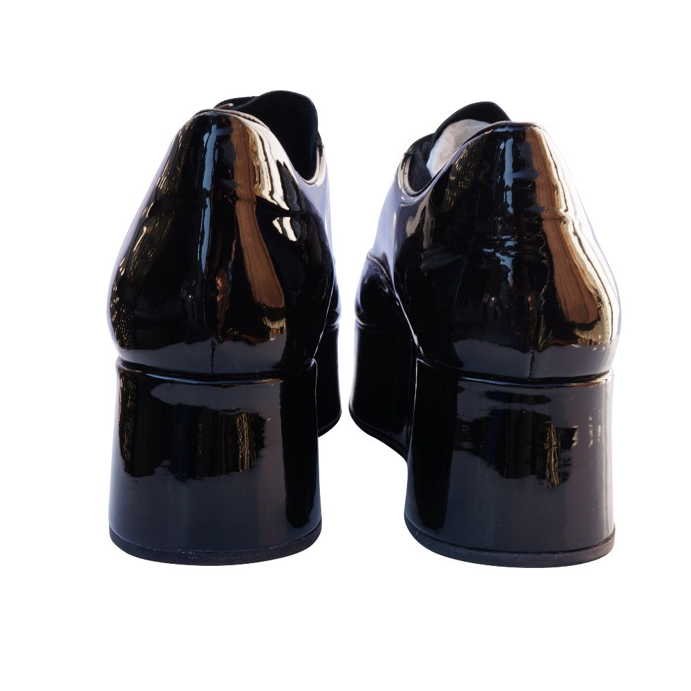 Miu Miu Black Patent Leather Flatform Oxford