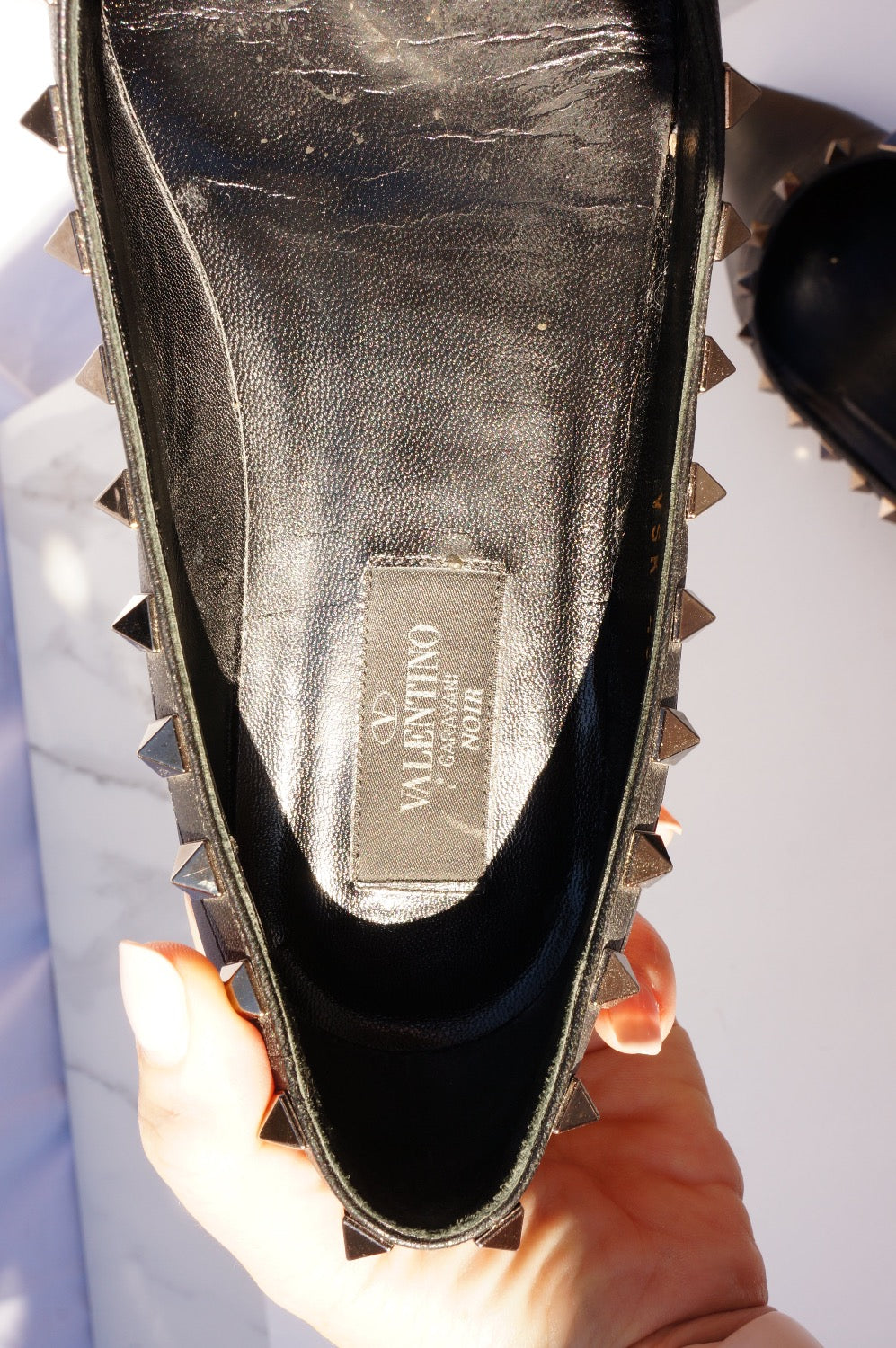 Valentino Garavani Leather Flats Black Rockstud