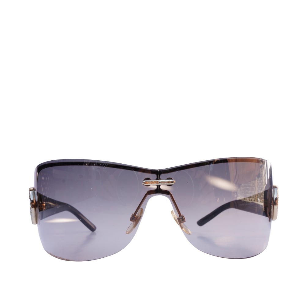 Gucci GG Shield Sunglasses Acetate Rimless Gradient Lenses. Includes Case & Dust Cloth