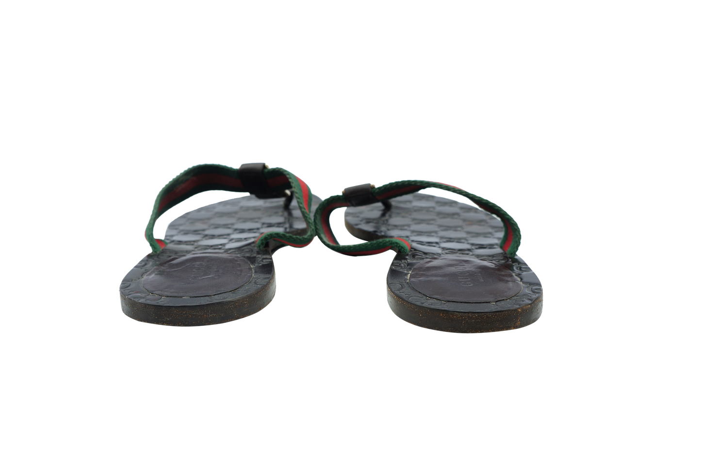 GUCCI GG WEB 2018 LEATHER THONG SANDALS - leefluxury.com