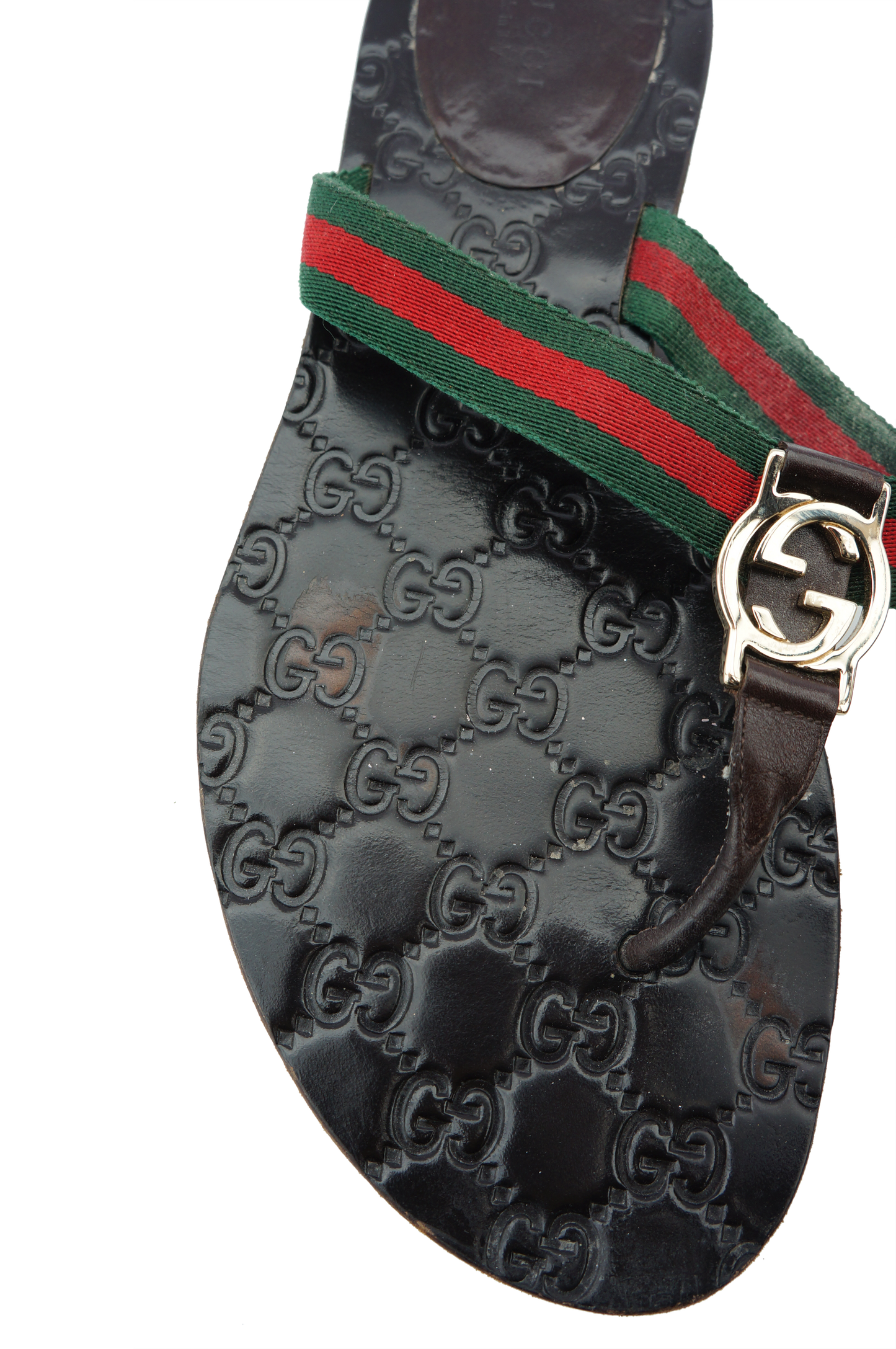 GUCCI GG WEB 2018 LEATHER THONG SANDALS - leefluxury.com