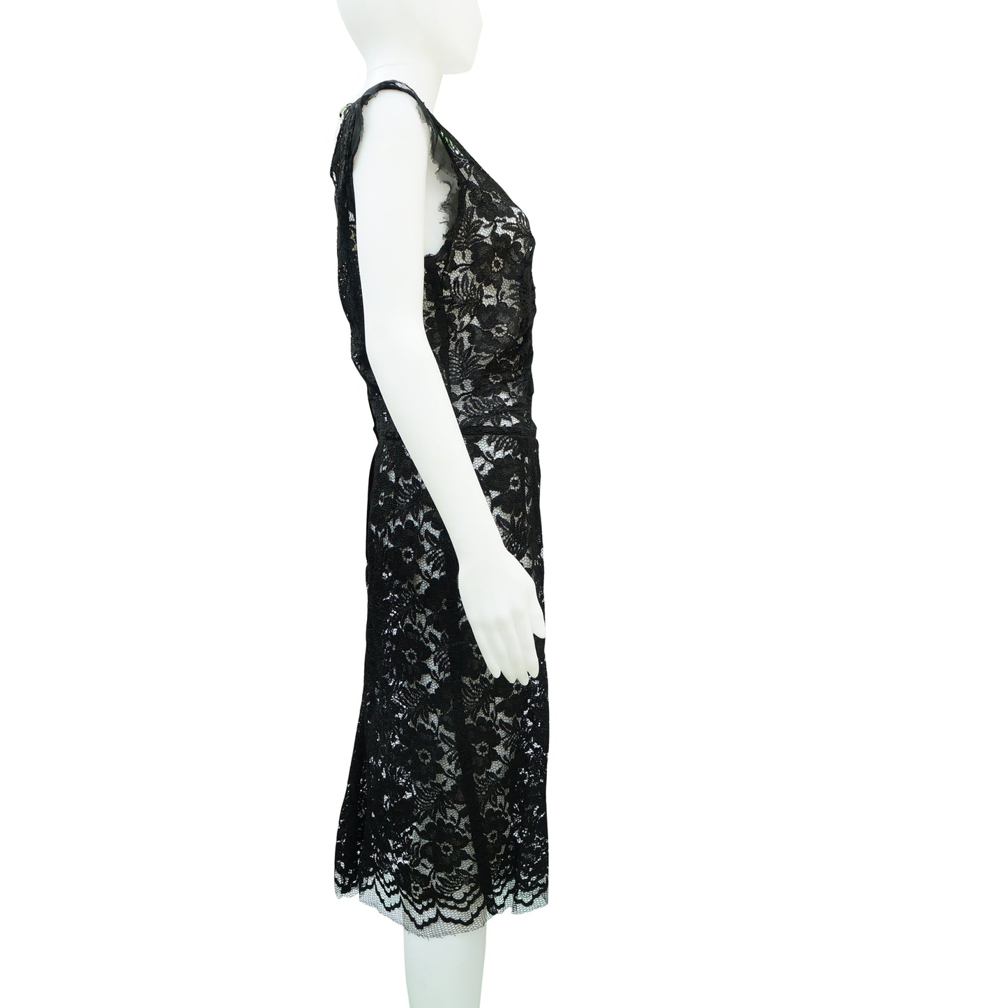 DOLCE & GABBANA BLACK LACE SLEEVELESS DRESS - leefluxury.com