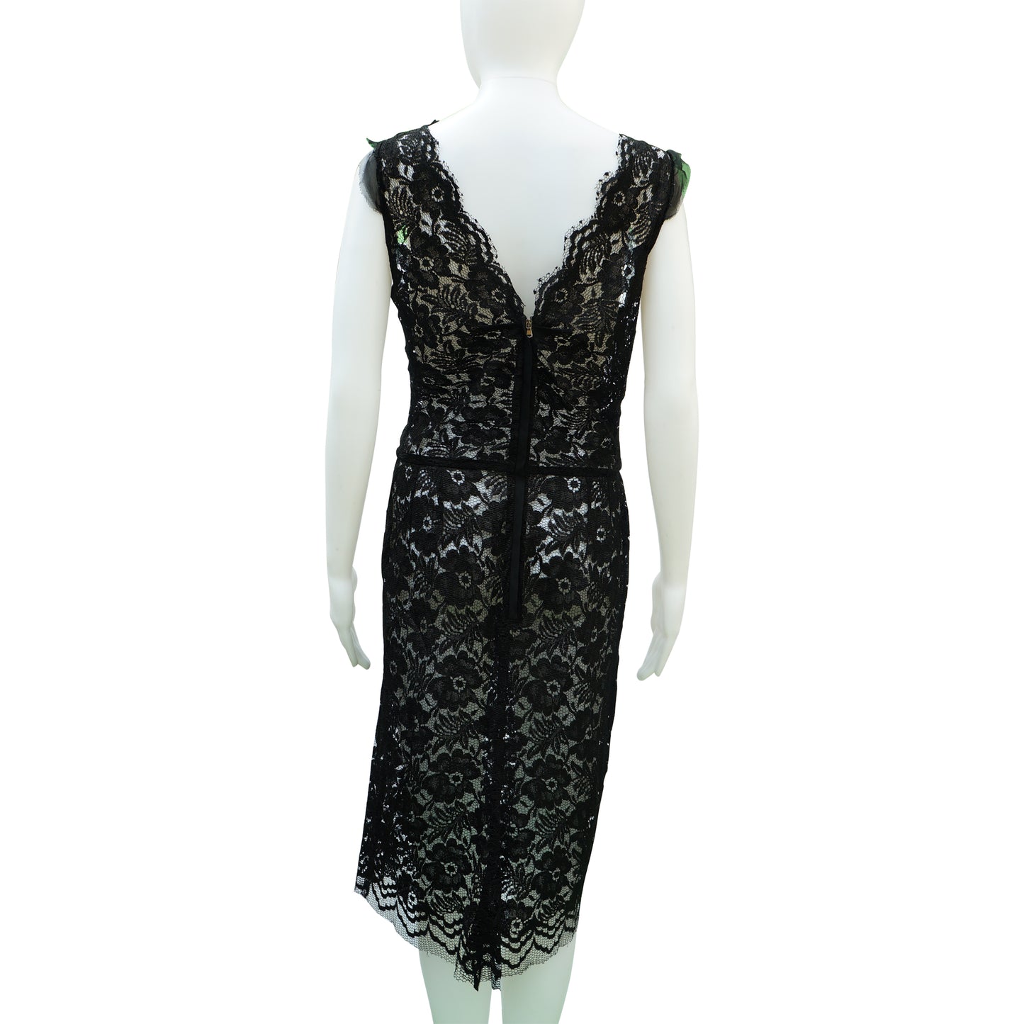 DOLCE & GABBANA BLACK LACE SLEEVELESS DRESS - leefluxury.com