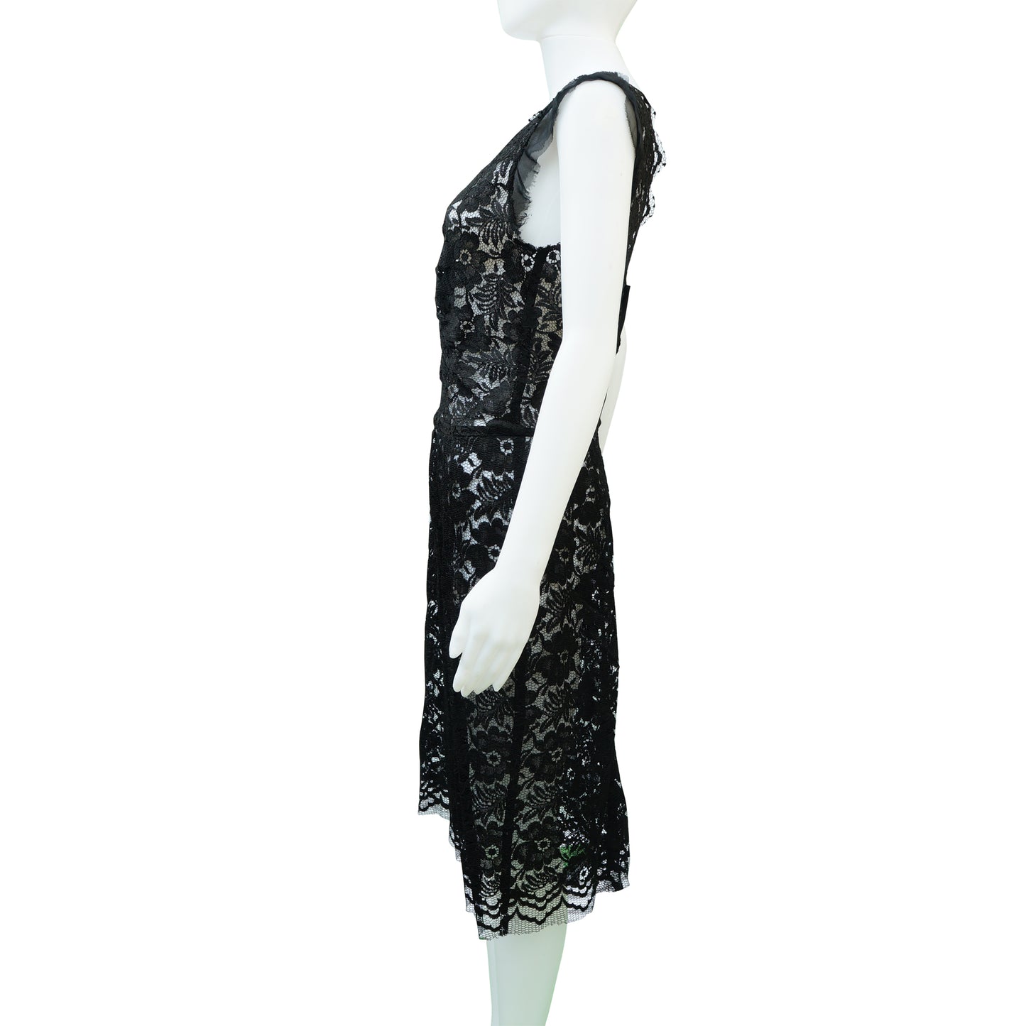 DOLCE & GABBANA BLACK LACE SLEEVELESS DRESS - leefluxury.com