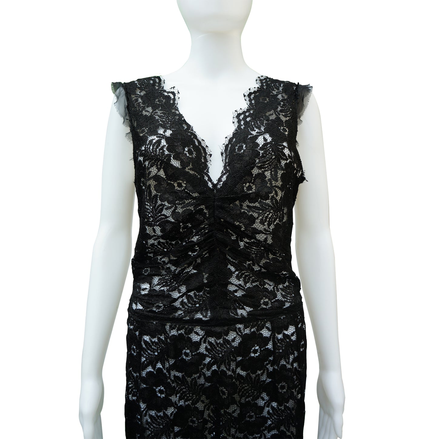 DOLCE & GABBANA BLACK LACE SLEEVELESS DRESS - leefluxury.com