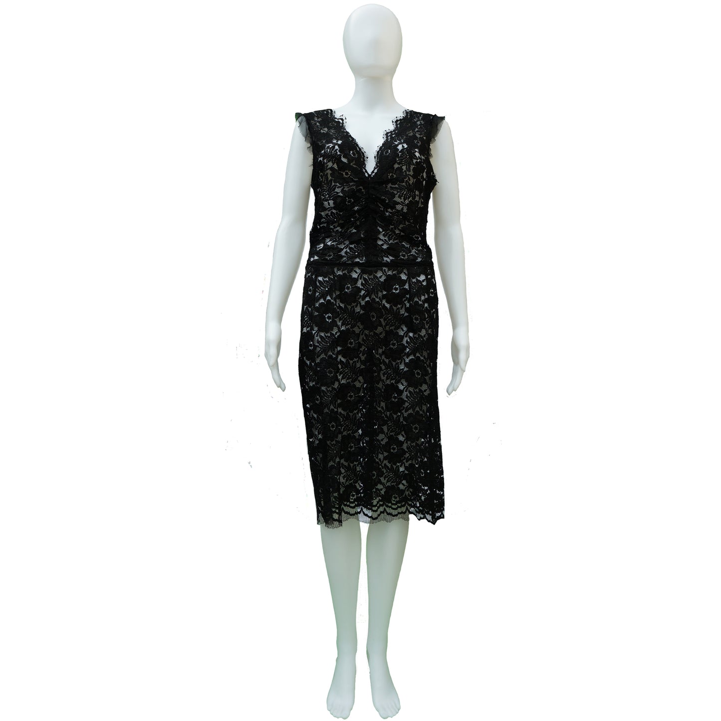 DOLCE & GABBANA BLACK LACE SLEEVELESS DRESS - leefluxury.com