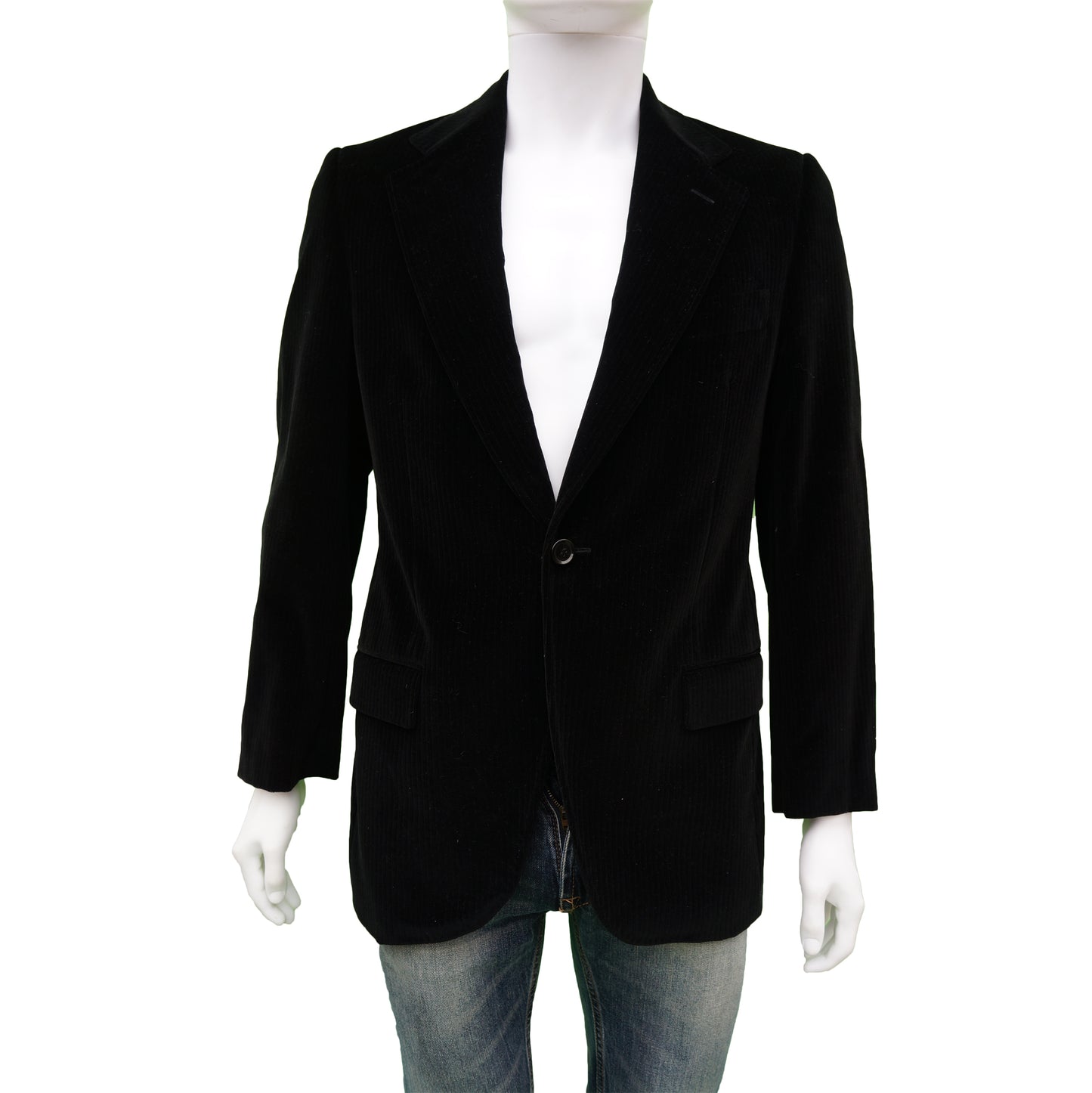 DOLCE & GABBANA BLACK VELVET ONE BUTTON BLAZER - leefluxury.com