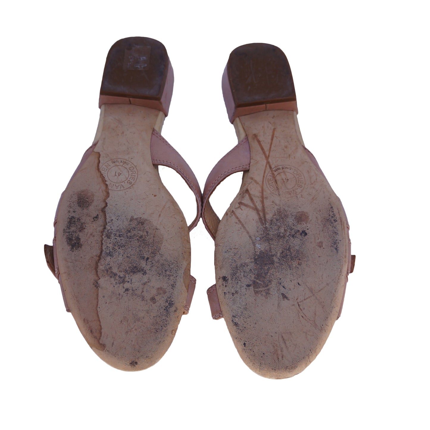 DRIES VAN NOTEN NUDE SANDALS - leefluxury.com