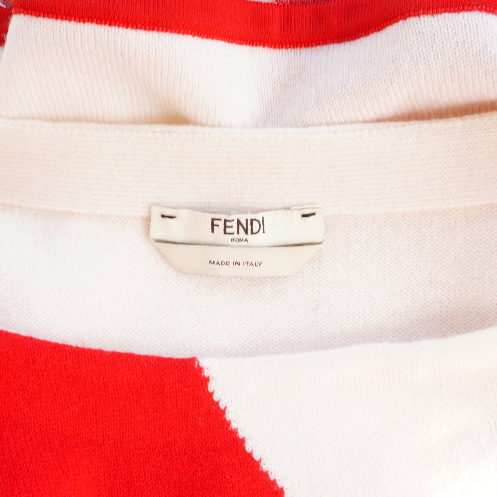 FENDI RED AND WHITE HARLEQUIN PRINT KNIT & MESH TOP - leefluxury.com
