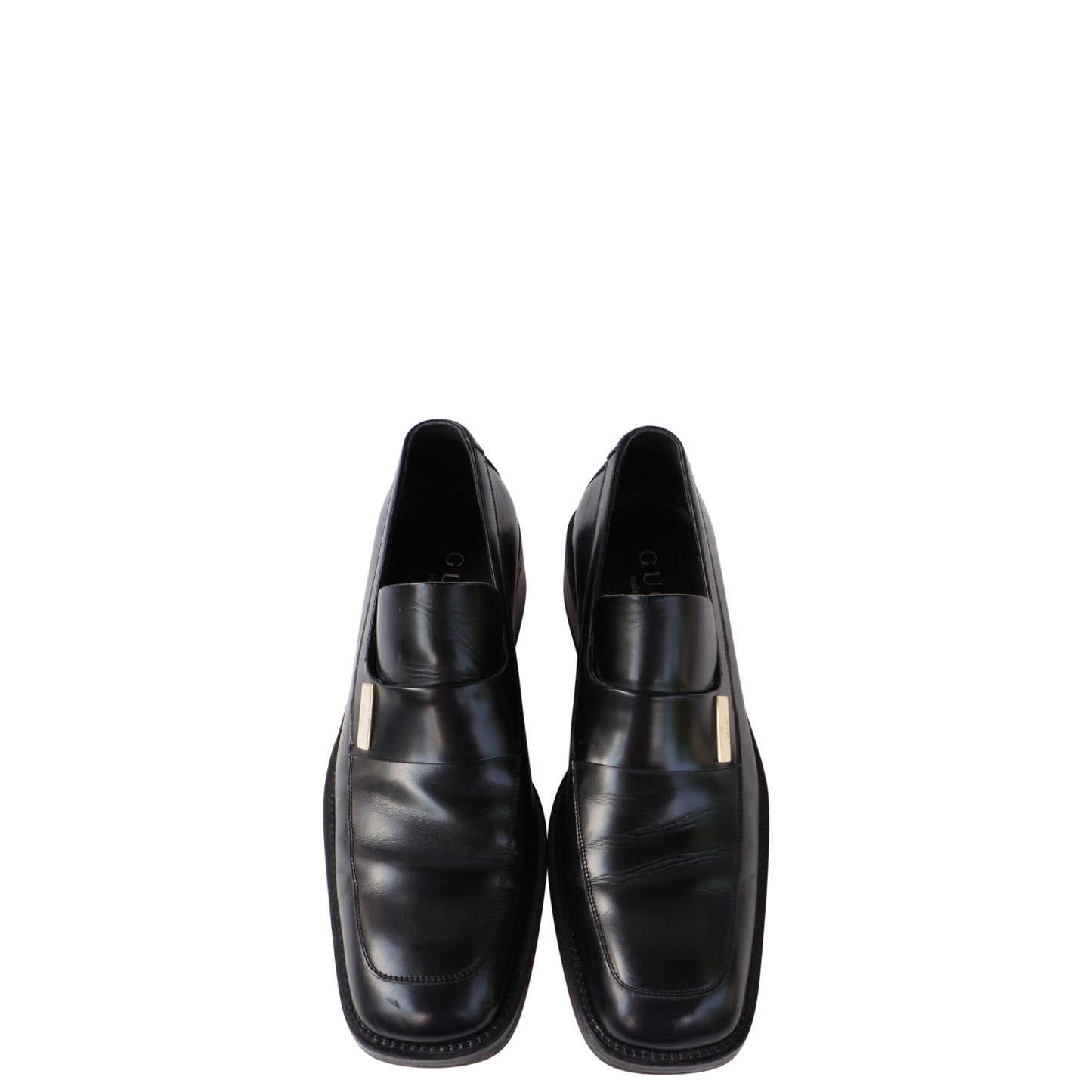 GUCCI BLACK LEATHER SLIP ON LOAFER - leefluxury.com