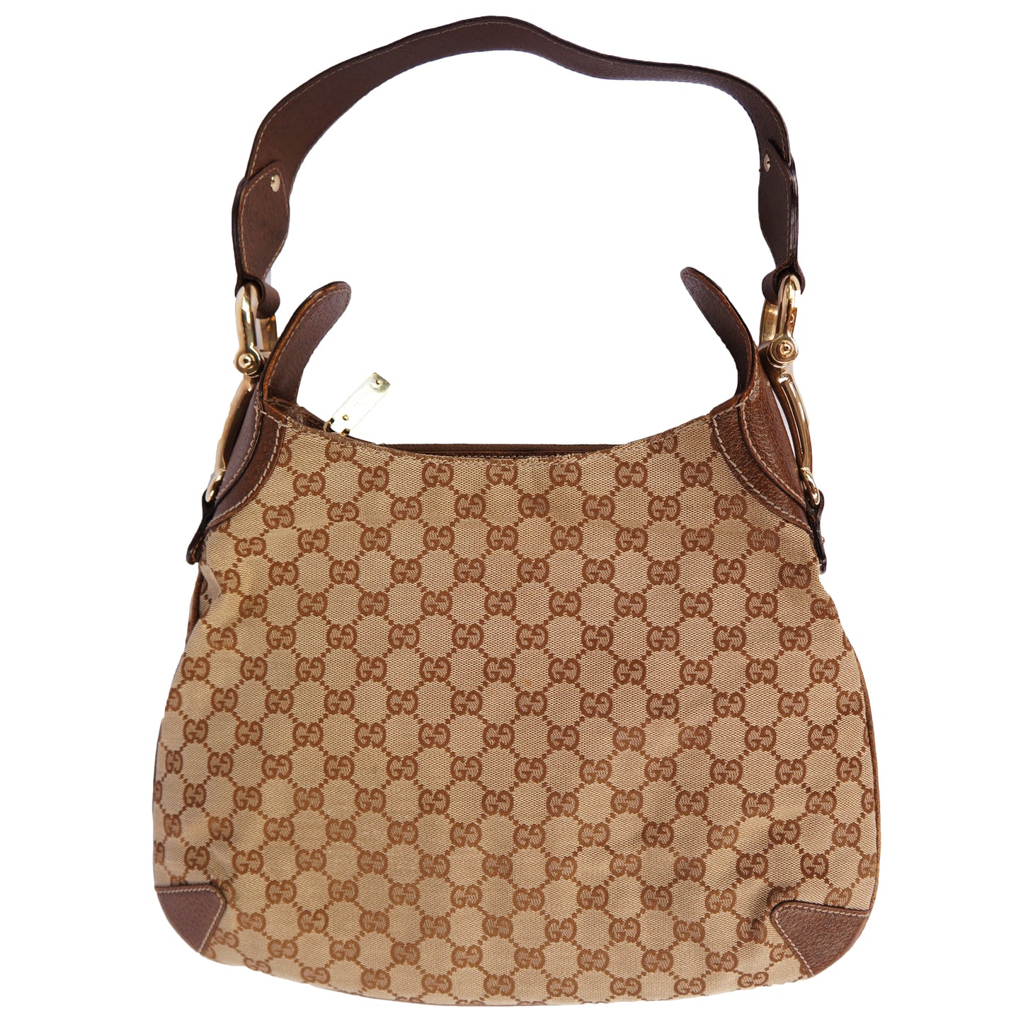 GUCCI GG CREOLE CANVAS LEATHER HOBO BAG - leefluxury.com