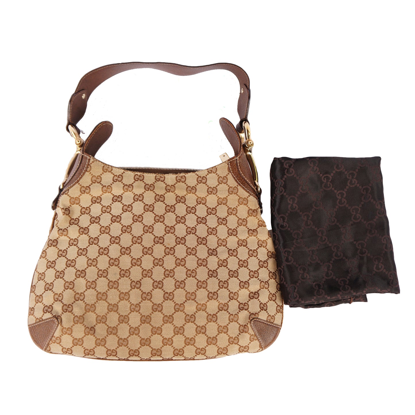 GUCCI GG CREOLE CANVAS LEATHER HOBO BAG - leefluxury.com